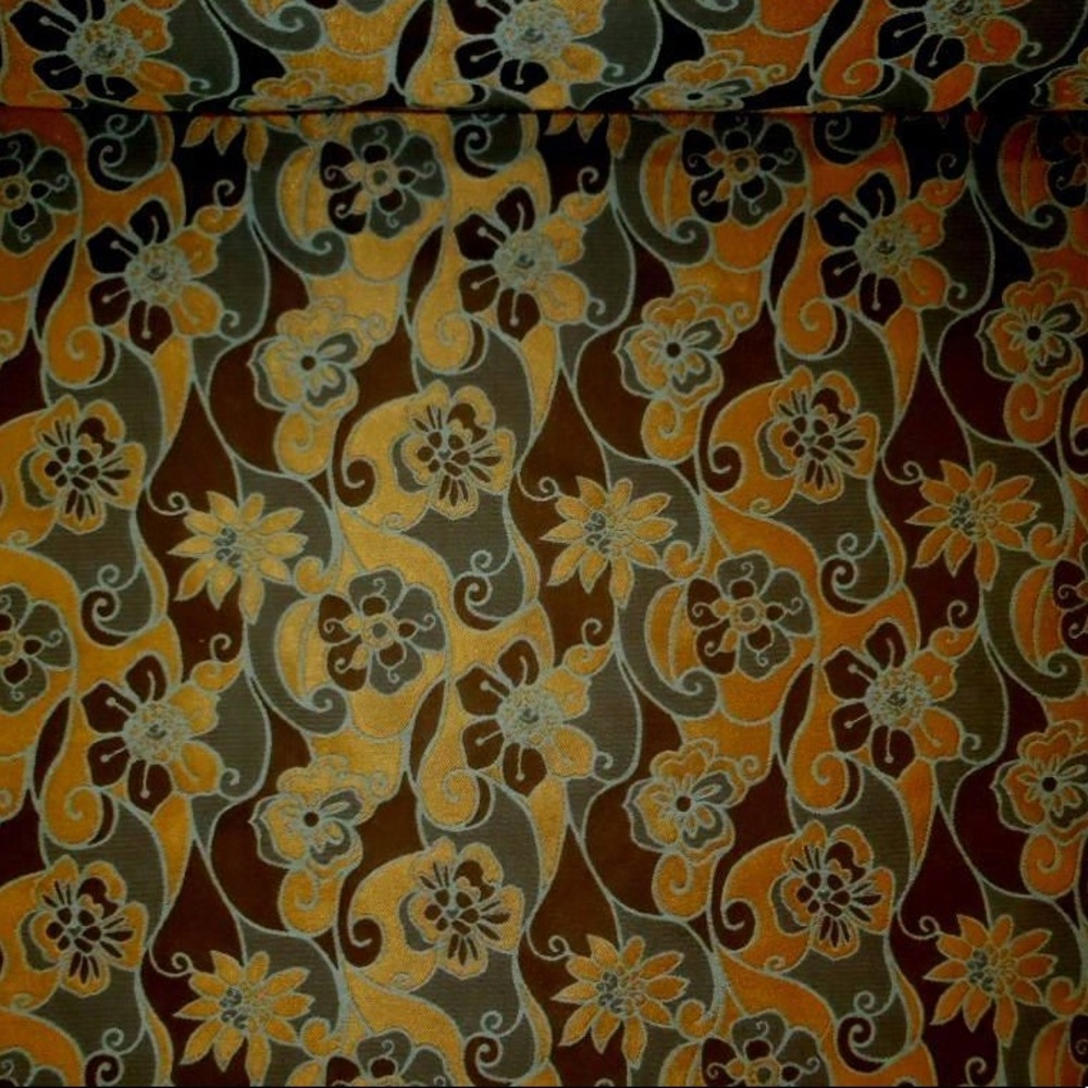 Retro Flower chocolate/aqua Boho Chic Fabric